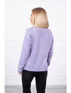 MladaModa Klasický sveter s véčkovým výstrihom model 2020-15 farba lila