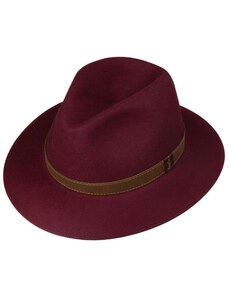 Unisex bordový klobúk Borsalino s hnedým koženým pásikom