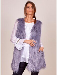 Fashionhunters Women's grey vest with longer hair