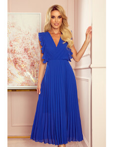 NUMOCO Elegantné modré šaty BRENDA s plisovanou sukňou 315-2