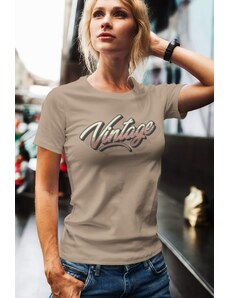 MMO Dámske tričko Vintage Vyberte farbu: Piesková, Vyberte veľkosť: XS