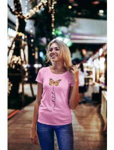 MMO Dámske tričko Let it motýľ Vyberte farbu: Ružová, Vyberte veľkosť: XS