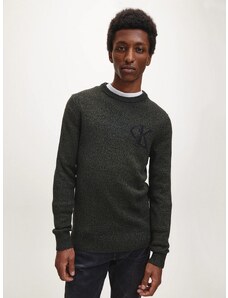 Calvin Klein pánský zelený svetr TWISTED YARN CK LOGO SWEATER