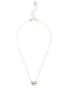 GUESS náhrdelník Rose Gold-Tone Dainty Heart Charm Necklace, 13468