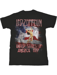 RUKA HORE Pánske tričko Led Zeppelin Stars N' Stripes USA '77. Čierna