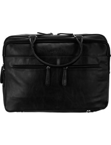 BASIC Badura Čierna kožená taška na notebook LAP-5682-B-COM BLACK