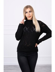 Kesi Black sweater with high neckline and diamond pattern