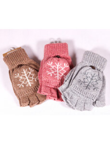 Zimné dámske textilné rukavice Fashion Elma ZRD011 hnedá, růžová, šedá