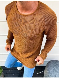 BASIC Svetlohnedý pánsky pletený sveter WX1597
