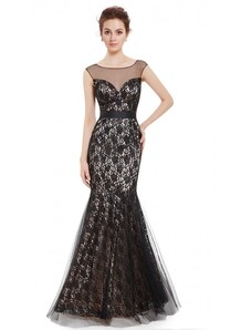 Ever Pretty luxusné dlouhé krajkové černé spoločenské šaty Arial