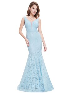 Ever Pretty krajkové dlouhé svetlo modré plesové šaty Dorotka