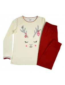 Atut Detské vianočné pyžamo smotanové s červenou, veľ. 104