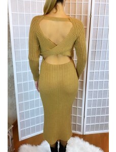 TALIANSKO Dlhé úpletové šaty - hnedé