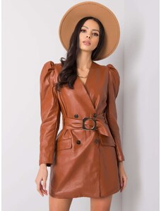 BASIC Hnedé šaty s nariasenými rukávmi EM-SK-B323.28P-brown