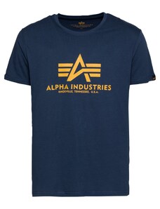 ALPHA INDUSTRIES Tričko tmavomodrá / horčicová