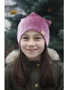 Darissa Detská zamatová čiapka - ružová
