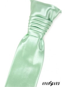 Jemne zelená francúzska kravata s vreckovkou Avantgard 577-9024