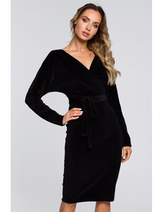 MOE Čierne zamatové šaty M561