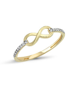 Lillian Vassago Zlatý prsteň s nekonečnom a zirkónmi LLV46-GR029