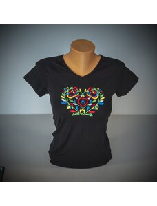 Creative Art Čierne tričko s farebnou výšivkou