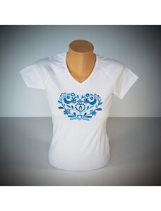 Creative Art Biele tričko s modrou výšivkou