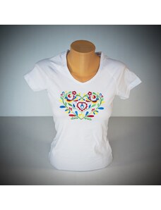Creative Art Biele tričko s farebnou výšivkou