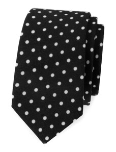 Čierna slim kravata s bielymi bodkami Avantgard 571-1977