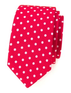 Červená slim kravata s bielymi bodkami Avantgard 571-1979
