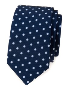 Modrá kravata slim s bielymi bodkami Avantgard 571-1978