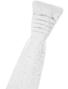Biela francúzska kravata s lesklými ornamentami Avantgard 577-9350