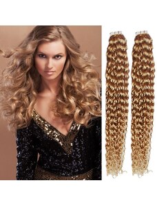 Clipinhair Vlasy pro metodu Pu Extension / TapeX / Tape Hair / Tape IN 60cm kučeravé - prírodná / svetlejšie blond