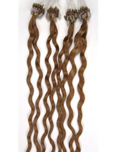 Clipinhair Vlasy pre metódu Micro Ring / Easy Loop / Easy Ring 50cm kučeravé - svetlo hnedé 1 prameň 0,7 gramov