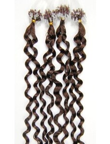 Clipinhair Vlasy pre metódu Micro Ring / Easy Loop / Easy Ring 50cm kučeravé - svetlejšie hnedé 1 prameň 0,7 gramov