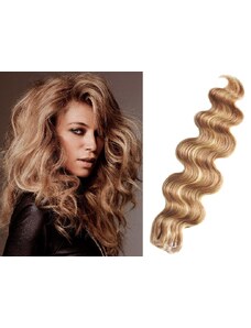 Clipinhair Vlasy pro metodu Pu Extension / TapeX / Tape Hair / Tape IN 60cm vlnité - prírodná / svetlejšie blond