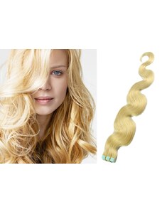Clipinhair Vlasy pre metódu Pu Extension / Tapex / Tape Hair / Tape IN 50cm vlnité - najsvetlejšia blond