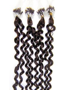 Clipinhair Vlasy pre metódu Micro Ring / Easy Loop / Easy Ring 60cm kučeravé - tmavo hnedé 1 prameň 0,7 gramov