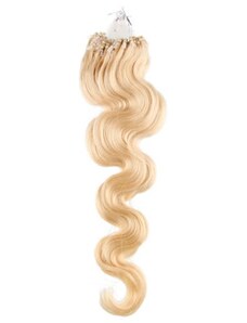 Clipinhair Vlasy pre metódu Micro Ring / Easy Loop / Easy Ring 50cm vlnité - najsvetlejšia blond 1 prameň 0,7 gramov