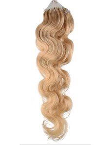 Clipinhair Vlasy pre metódu Micro Ring / Easy Loop / Easy Ring 50cm vlnité - prírodná blond 1 prameň 0,7 gramov