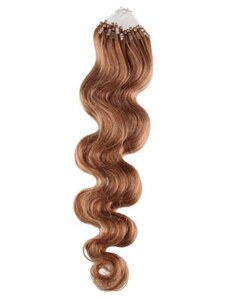 Clipinhair Vlasy pre metódu Micro Ring / Easy Loop / Easy Ring 60cm vlnité - svetlo hnedé 1 prameň 0,7 gramov