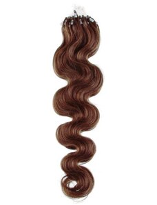 Clipinhair Vlasy pre metódu Micro Ring / Easy Loop / Easy Ring 60cm vlnité - svetlejšie hnedé 1 prameň 0,7 gramov