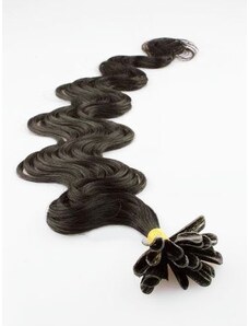 Clipinhair Vlasy európskeho typu na predlžovanie keratínom 50cm vlnité - prírodné čierne 1 prameň 0,5 gramov