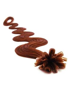 Clipinhair Vlasy európskeho typu na predlžovanie keratínom 50cm vlnité - medená 1 prameň 0,7 gramov