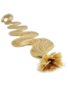 Clipinhair Vlasy európskeho typu na predlžovanie keratínom 60cm vlnité - prírodná blond 1 prameň 0,7 gramov