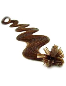 Clipinhair Vlasy európskeho typu na predlžovanie keratínom 50cm vlnité - svetlejšie hnedá 1 prameň 0,7 gramov