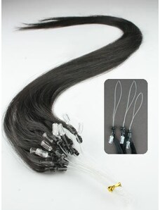 Clipinhair Vlasy pre metódu Micro Ring / Easy Loop / Easy Ring / Micro Loop 50cm - prírodná čierna 1 prameň 0,7 gramov