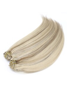 Clipinhair Clip in maxi set 73 cm pravé ľudské vlasy - REMY 280g - PLATINA/SVETLO HNEDÁ