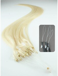 Clipinhair Vlasy pre metódu Micro Ring / Easy Loop / Easy Ring / Micro Loop 60cm - platinová blond 1 prameň 0,5 gramov
