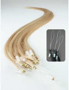 Clipinhair Vlasy pre metódu Micro Ring / Easy Loop / Easy Ring / Micro Loop 60cm - prírodná blond 1 prameň 0,7 gramov