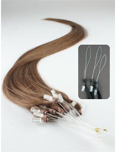 Clipinhair Vlasy pre metódu Micro Ring / Easy Loop / Easy Ring / Micro Loop 60cm - svetlejšie hnedé 1 prameň 0,7 gramov