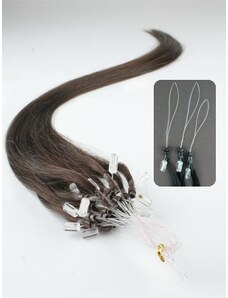 Clipinhair Vlasy pre metódu Micro Ring / Easy Loop / Easy Ring / Micro Loop 40cm - tmavo hnedé 1 prameň 0,5 gramov
